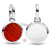 Charm Sterlingsilber 925 Mini-Medaillon rot Imitation Achat, Anhänger für Armband Symbol