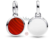 Charm Sterlingsilber 925 Mini-Medaillon rot Imitation Achat, Anhänger für Armband Symbol