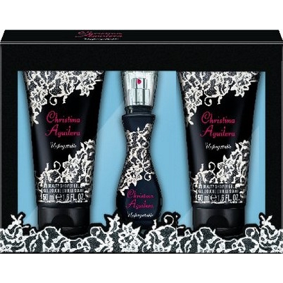 Christina Aguilera Unvergessliches Parfümwasser für Frauen 15 ml + Duschgel 50 ml + Körperlotion 50 ml, Geschenkset