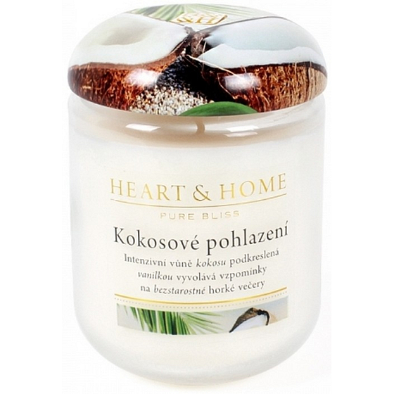 Herz & Zuhause Kokosnuss streicheln Soja Duftkerze Medium brennt bis zu 30 Stunden 110 g