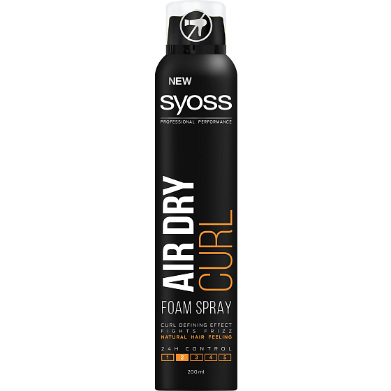 Syoss Air Dry Curl 24 starker Fixierungsschaum für lockiges Haarspray 200 ml