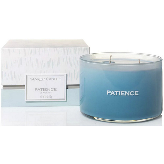Yankee Candle Patience Seaglass - Klares Kerzenglas mit klarem Seeduft 3 Dochte 510 g