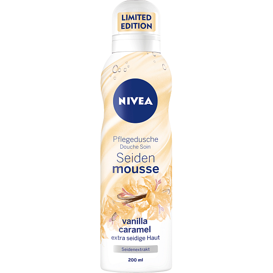 Nivea Silk Mousse Vanille und Karamell Pflege Duschschaum 200 ml