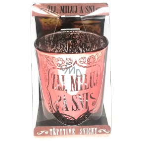 Albi Shimmering Candle Holder Glas für Teekerze LIVE, LOVE AND DREAM, 7 cm