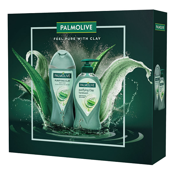 Palmolive Purifying Clay Duschgel mit Ton 250 ml + Flüssigseifenspender 250 ml, Kosmetikset