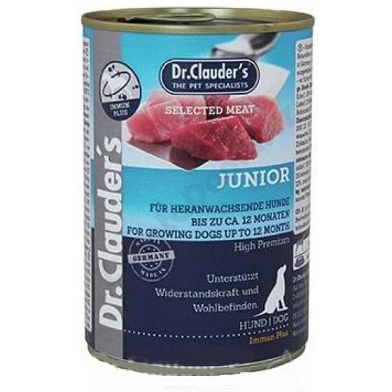 DR. Clauders Junior Rindfleisch, Huhn, Schweinefleisch komplettes Super-Premium-Futter für Welpen 100% Fleisch 400 g