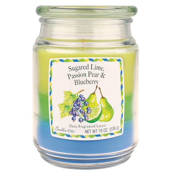 Candle-Lite Limette, Birne, Blaubeerduftkerze in Glas 3 Düfte, Brenndauer 100 - 120 Stunden 538 g