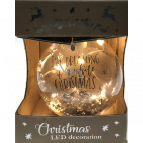 Degen Silberflasche glänzendes Ornament mit LED - Ich träume von einer weißen Weihnacht zum Aufhängen von 6 cm