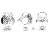 Sterling Silber 925 Vogel mit blauem Zirkonia, Perle auf Armband Tier
