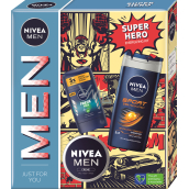 Nivea Men Super Hero Creme 75 ml + Fresh Kick Antitranspirant Stick 150 ml + Sport 3in1 Duschgel und Haarshampoo 250 ml, Kosmetikset für Männer