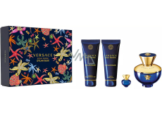 Versace Dylan Blue pour Femme Eau de Parfum 100 ml + Körperlotion 100 ml + Duschgel 100 ml + Eau de Parfum 5 ml Miniatur, Geschenkset für Frauen