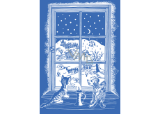 Bogen Weihnachtsaufkleber, Fensterfolie ohne Kleber Schnee vor dem Fenster 35 x 25 cm