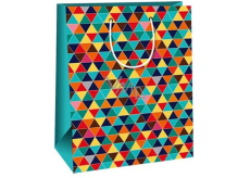 Ditipo Geschenktüte aus Papier 26,4 x 13,6 x 32,7 cm Bunte Dreiecke