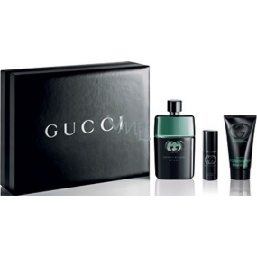 Gucci Guilty Black für Homme Eau de Toilette 90 ml + Duschgel 50 ml + Eau de Toilette 8 ml, Geschenkset