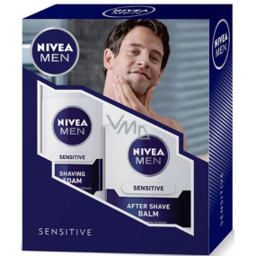 Nivea Men Sensitive Rasierschaum 200 ml + Sensitive nach Rasierbalsam 100 ml, für Männer Kosmetikset