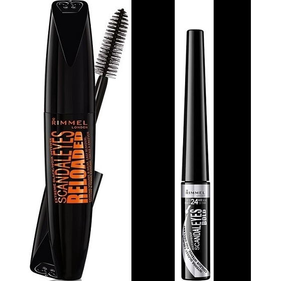 Rimmel London Scandaleyes Reloaded Mascara 003 Extreme Schwarz 12 ml + Scandaleyes Bold Waterproof Eyeliner 001 Schwarz 2,5 ml