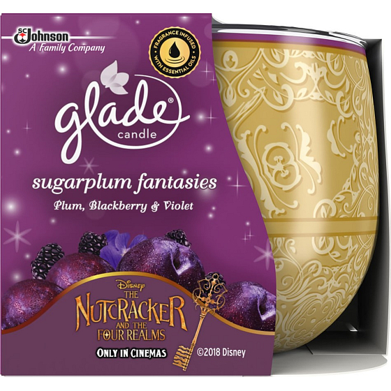 Glade Sweet Fantasies - Pflaumen-, Brombeer- und Veilchen-Duftkerze in einem Glas, Brenndauer bis zu 30 Stunden 120 g