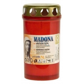 Madonna Cemetery Kerze mit rotem Deckel, brennt bis zu 2 Tage, 135 g