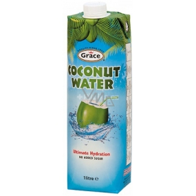Grace 100% Kokoswasser wird aus frischen grünen Kokosnüssen mit Ursprung in Thailand 1 l gewonnen