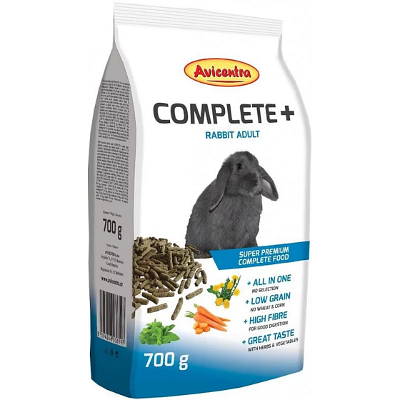 Avicentra Selektives Futter für erwachsene Kaninchen mit Kräutern, Gemüse und Obst, mit hohem Fasergehalt und niedrigem Zuckergehalt 700 g