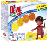 Dr. Devil WC Push Pull Gel Zitrone Frisch WC Block ohne Korb, 4 × 20 g