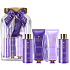 Grace Cole Lavender Sleep Therapy Körpercreme 50 ml + Hand- und Nagelcreme 50 ml + Badeschaum 100 ml + Waschgel 100 ml + Waschschwamm + Glasbehälter, Kosmetikset für Damen