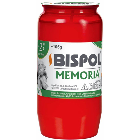 Bispol Memoria Ölkerze rot, Brenndauer 48 Stunden 105 g