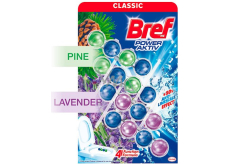 Bref Power Aktiv Kiefer WC-Block für hygienische Sauberkeit und Frische Ihrer Toilette, färbt Wasser, 2 x 50 g + Lavendel WC-Block 2 x 50 g