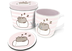 Epee Merch Pusheen Dose + Becher + Untersetzer, Geschenkset rosa