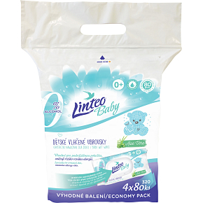 Linteo Baby Aloe Vera Feuchttücher, 4 × 80 Stück