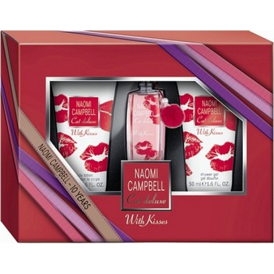 Naomi Campbell Cat Deluxe Mit Küssen Eau de Toilette 15 ml + Duschgel 50 ml + Körperlotion 50 ml, Geschenkset