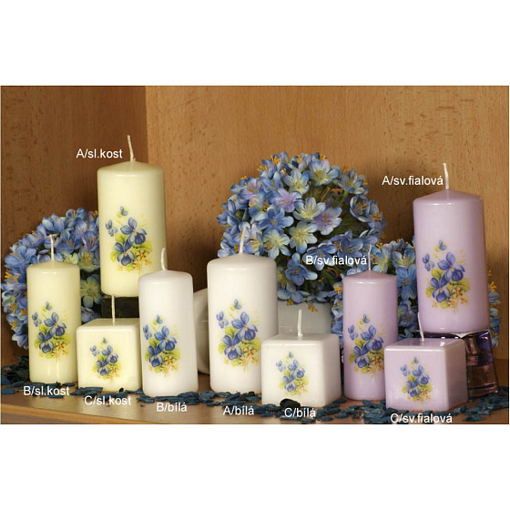 Lima Duft der Blumen Violett duftende Kerze weiß mit Abziehbild Prisma 45 x 120 mm 1 Stück