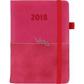 Albi Diary 2018 mit Bleistift elastisch Pink halbiert 10,3 cm × 14,5 cm × 1,4 cm