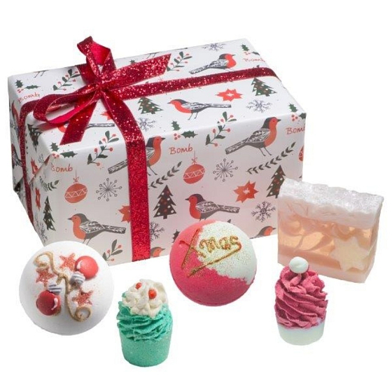 Bomb Cosmetics Christmas Robin ballistisch 2 x 160 g + Butterblock 2x50 g + Seife 100 g, Kosmetikset