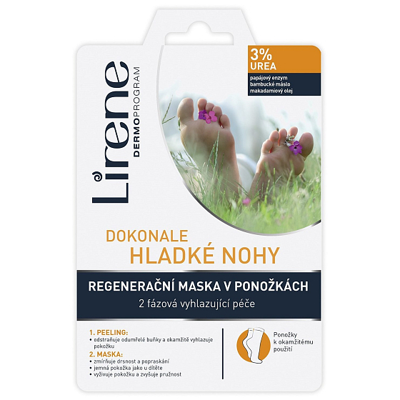 Lirene Perfekt glatte Beine 3% Urea 2-Phasen-Peeling und regenerierende Maske in Socken