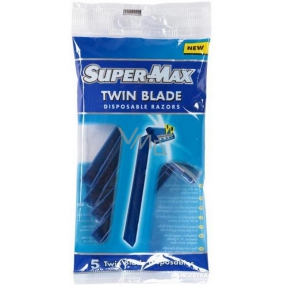 Super-Max Twin Blade Einweg-Rasierer mit 2 Klingen für Herren 5 Stück