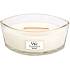 WoodWick White Teak - Weiße Teak-Duftkerze mit breitem Holzdocht und Bootsdeckel 453 g