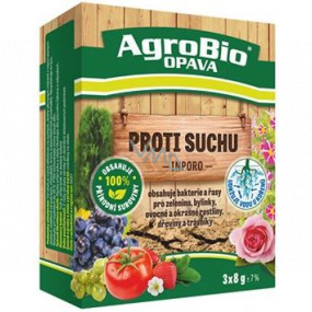AgroBio Inporo Anti-Dürre enthält Bakterien und Algen für Gemüse, Kräuter, Obst- und Zierpflanzen, Holzpflanzen und Rasenflächen 3 x 8 g
