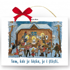 Nekupto Holzschild Josef Lada Wo Liebe ist, ist Glück 12 x 20 x 0,5 cm
