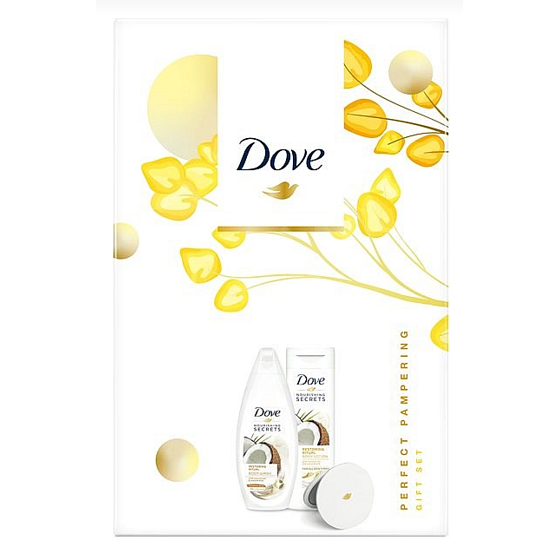 Dove Nourishing Secrets Caring Ritual Kokosnuss-Duschgel 250 ml + Körperlotion 250 ml + Spiegel, Kosmetikset