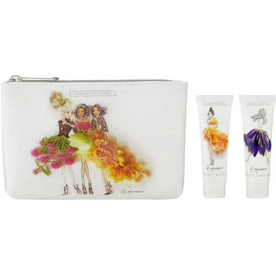Heathcote & Ivory Meredith Wing Flüssigseife 30 ml + Körperlotion 30 ml + Hülle, Kosmetikset