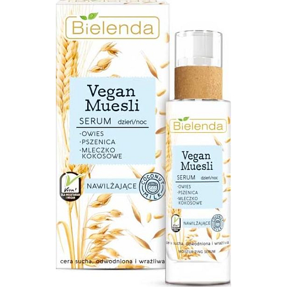 Bielenda Vegan Muesli Weizen + Hafer + Kokosmilch feuchtigkeitsspendendes Gesichtsserum Tag/Nacht 30 ml