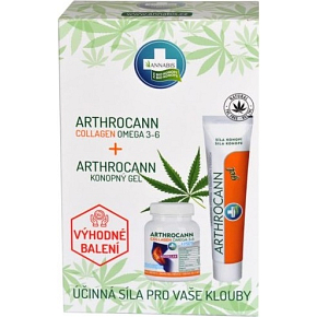 Annabis Arthrocann Collagen Omega 3-6 Forte Nahrungsergänzungsmittel 60 Tabletten + Annabis Arthrocann Hanfgel mit kolloidalem Silber für Gelenke, Sehnen, Muskeln und Rücken 75 ml, Geschenkset