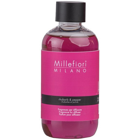 Millefiori Milano Natural Rhubarb & Pepper - Rhabarber & Pfeffer Diffusor Nachfüllpackung für duftende Stängel 250 ml