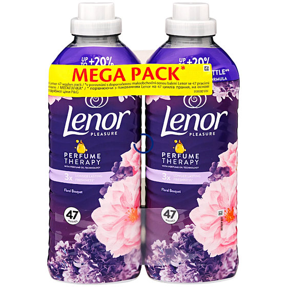 Lenor Amethyst & Floral Bouquet koncentrovaná aviváž, duopack 2× 47 dávek, 2× 987 ml