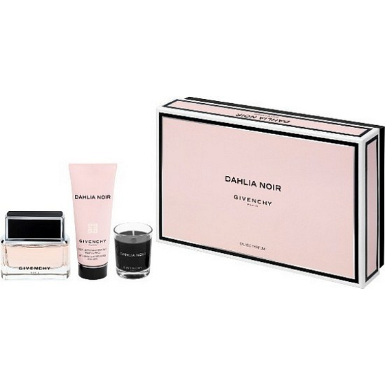 Givenchy Dahlia Noir parfümiertes Wasser für Frauen 50 ml + Duschgel 75 ml + parfümierte Kerze 32 g, Geschenkset