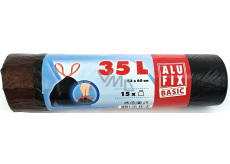 Alufix Economy Müllsäcke einziehbar schwarz 8 µ, 35 Liter, 53 x 60 cm, 15 Stück