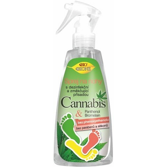 Bione Cosmetics Cannabis Fußspray mit Desinfektionsmittel und Weichspüler 260 ml