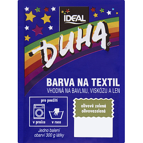 Ideal Duha olivgrün, Farbe zum Färben von Textilien für Baumwolle, Viskose und Leinen, für 300 g Stoff, 15 g