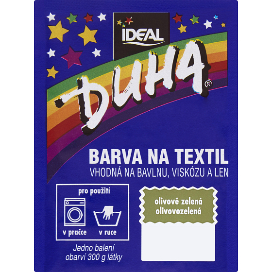 Ideal Duha olivgrün, Farbe zum Färben von Textilien für Baumwolle, Viskose und Leinen, für 300 g Stoff, 15 g